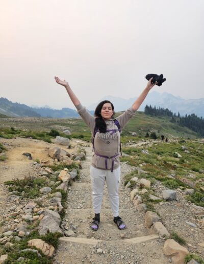 Celebrating a tough climb up Sky Loop trail at Ranier