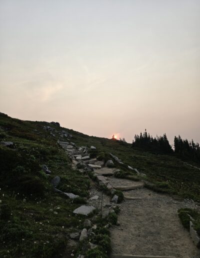 The sun starting to rise over Mount Ranier