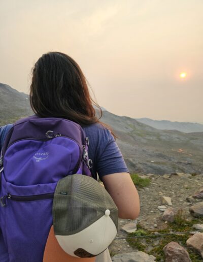 Gazing towards the sun rise over Mount Ranier National Park