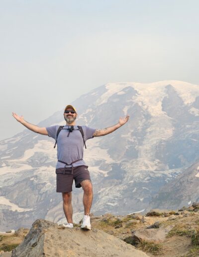 Taking an Instagram shot at an overlook at Ranier National Park